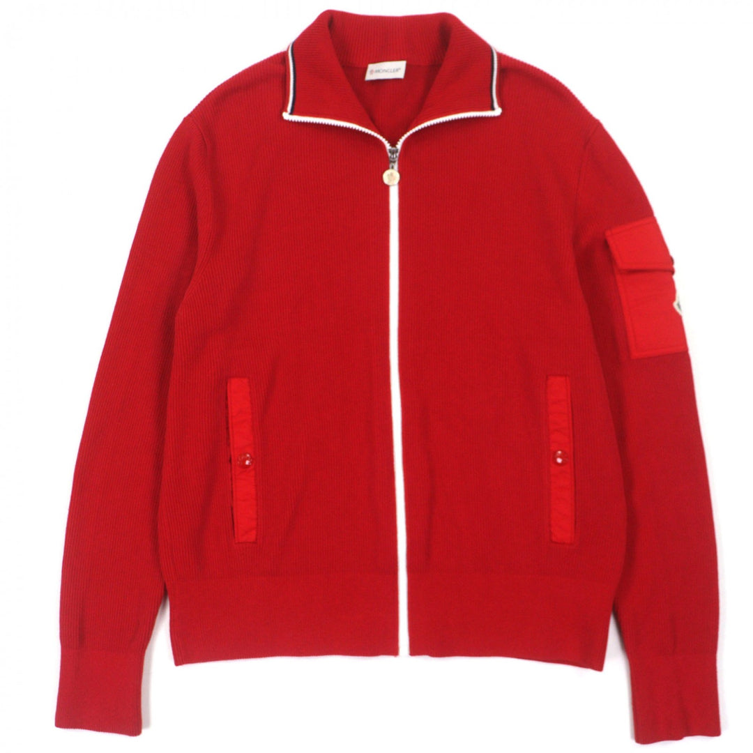 Great MONCLER Jacket CARDIGAN TORICOT Red cotton mens S