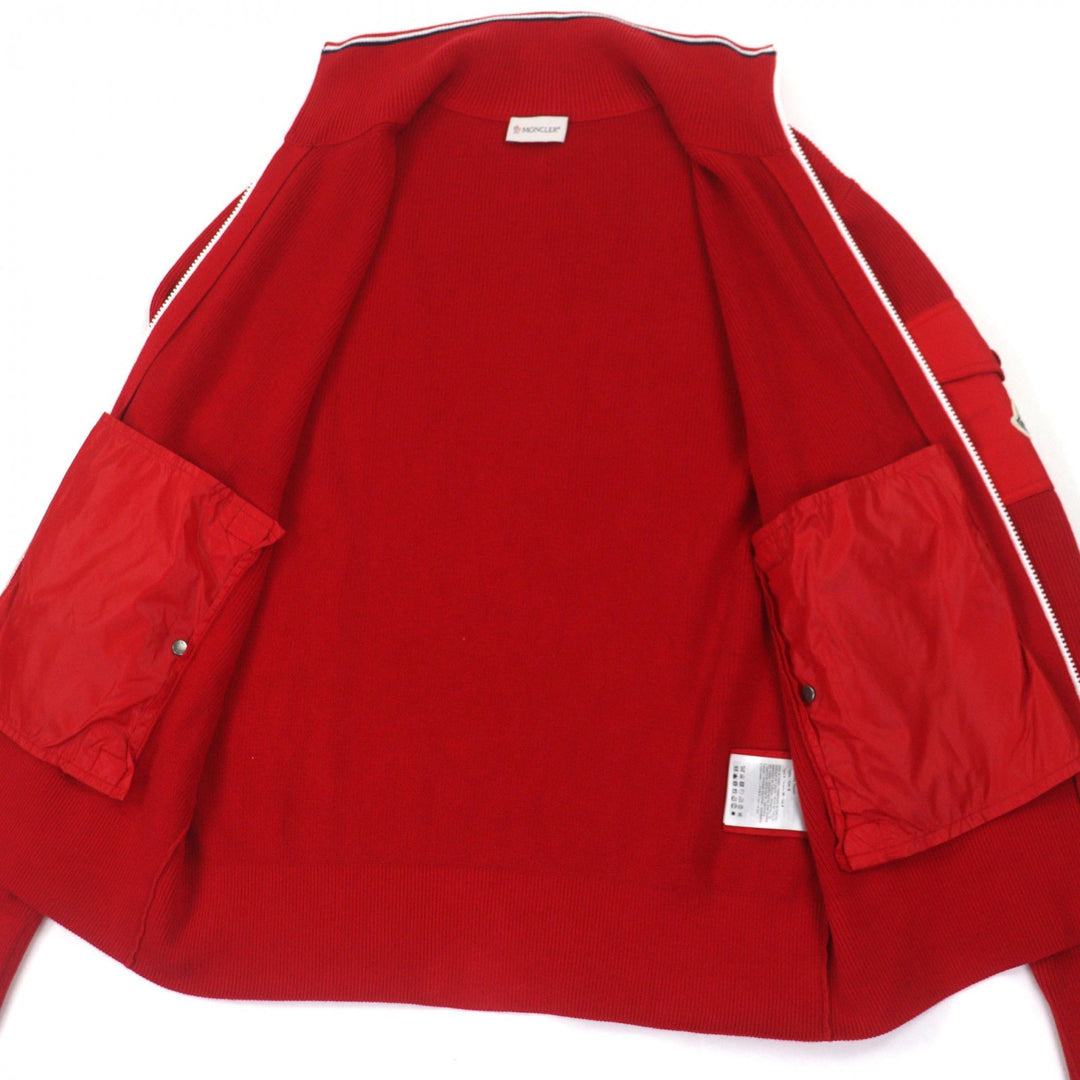 Great MONCLER Jacket CARDIGAN TORICOT Red cotton mens S