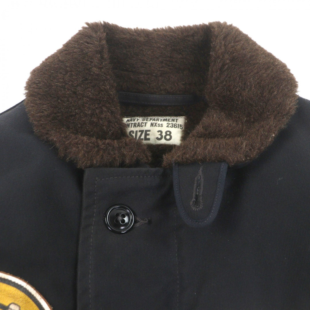 Great The REAL McCOY'S Mouton jacket Zip-up with patch black mens 38