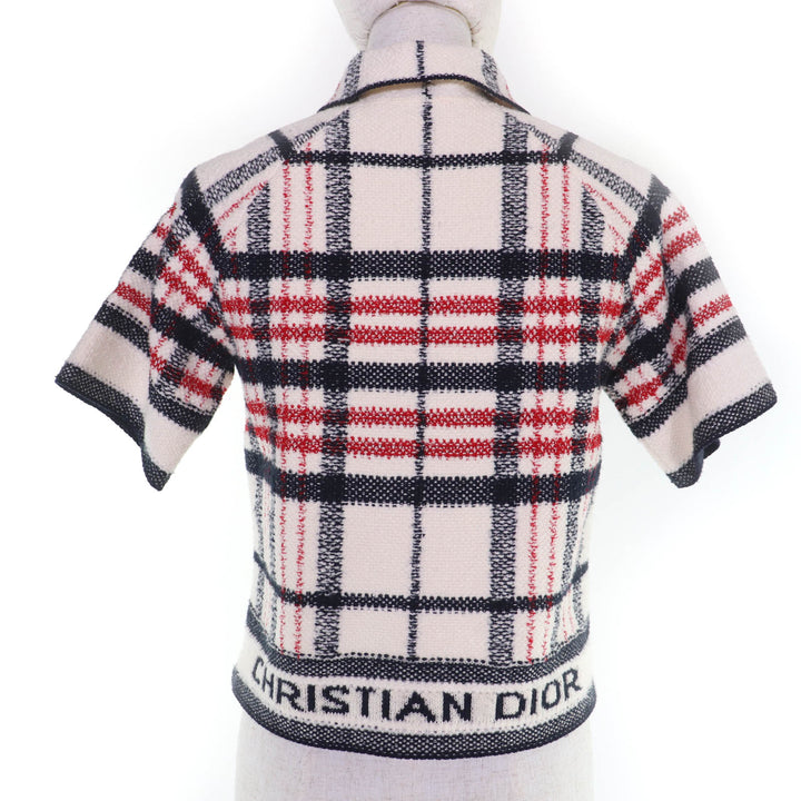 Excellent Christian Dior Jacket Check Pattern Short Sleeve Tweed 38 224V13AM706