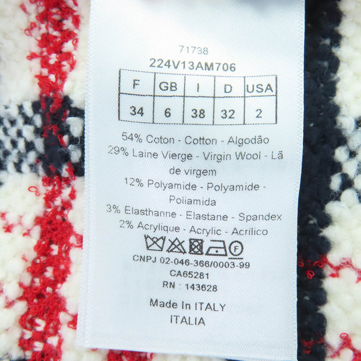 Excellent Christian Dior Jacket Check Pattern Short Sleeve Tweed 38 224V13AM706