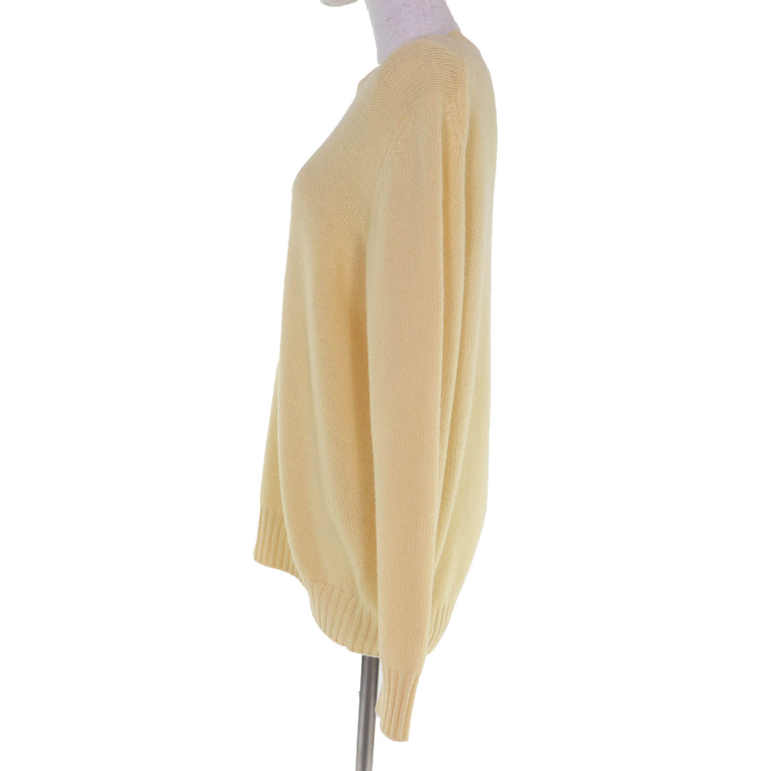 Excellent PRADA knit Triangle logo long sleeves yellow Virgin wool 40 P24A3Z