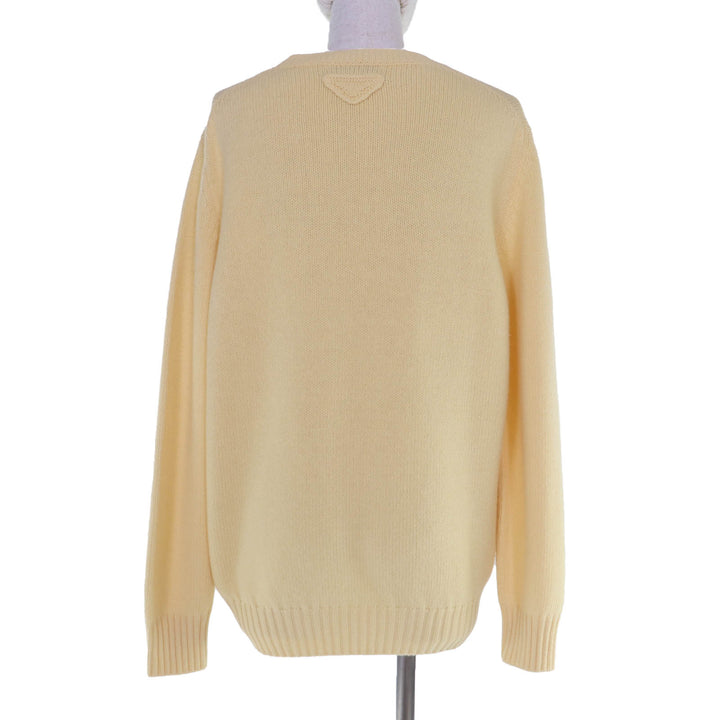 Excellent PRADA knit Triangle logo long sleeves yellow Virgin wool 40 P24A3Z