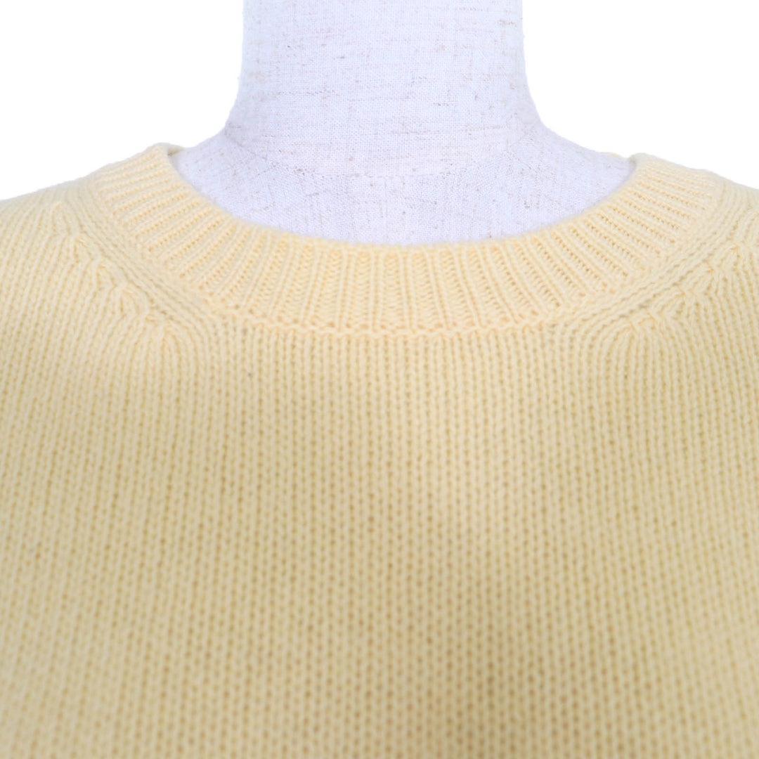 Excellent PRADA knit Triangle logo long sleeves yellow Virgin wool 40 P24A3Z