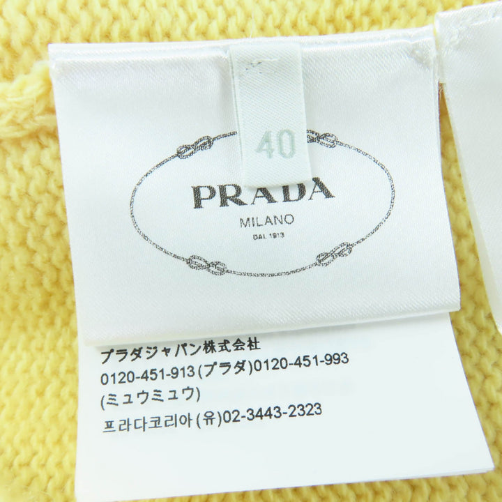 Excellent PRADA knit Triangle logo long sleeves yellow Virgin wool 40 P24A3Z
