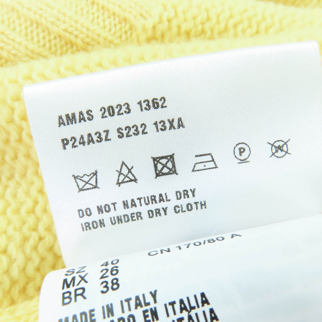 Excellent PRADA knit Triangle logo long sleeves yellow Virgin wool 40 P24A3Z