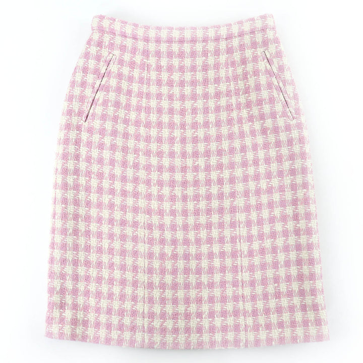 Excellent CHANEL Tweed skirt COCO Button Houndstooth pink Women 36 P74859V66438