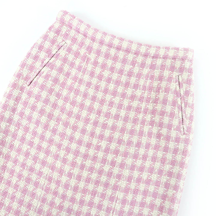 Excellent CHANEL Tweed skirt COCO Button Houndstooth pink Women 36 P74859V66438