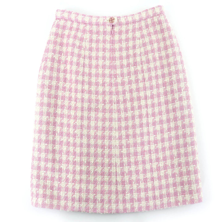 Excellent CHANEL Tweed skirt COCO Button Houndstooth pink Women 36 P74859V66438