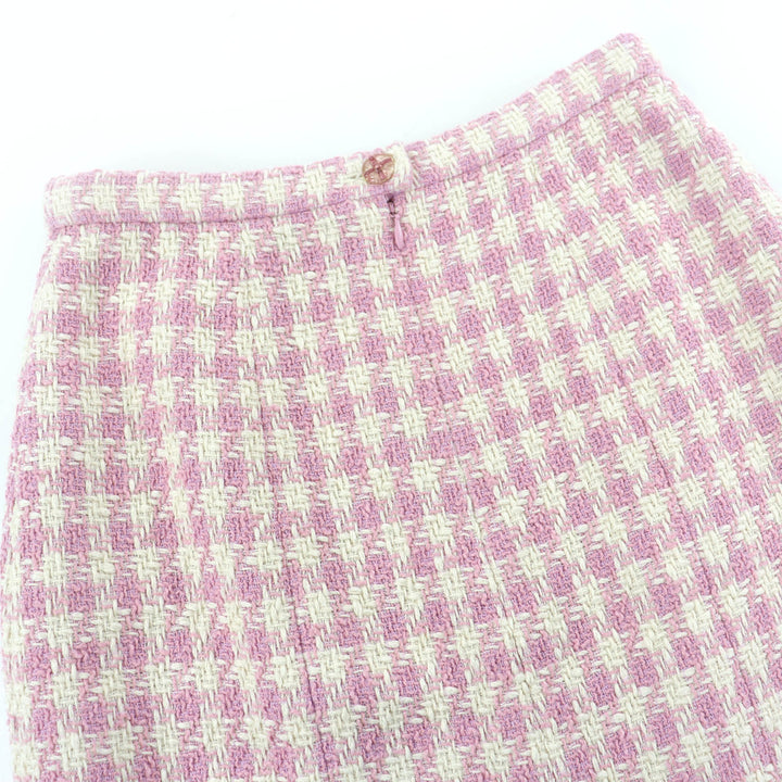 Excellent CHANEL Tweed skirt COCO Button Houndstooth pink Women 36 P74859V66438