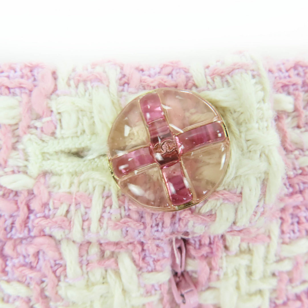 Excellent CHANEL Tweed skirt COCO Button Houndstooth pink Women 36 P74859V66438