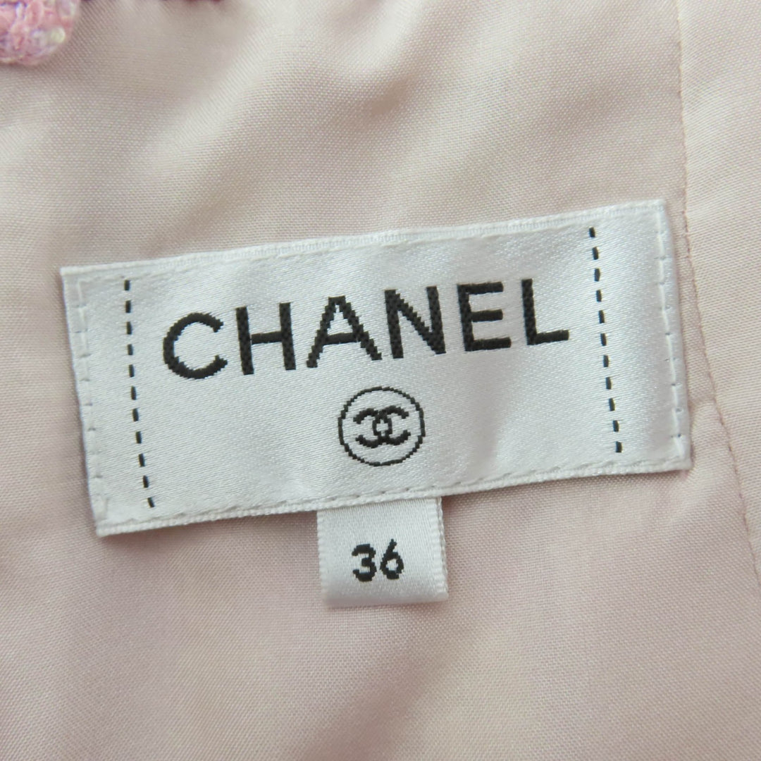 Excellent CHANEL Tweed skirt COCO Button Houndstooth pink Women 36 P74859V66438
