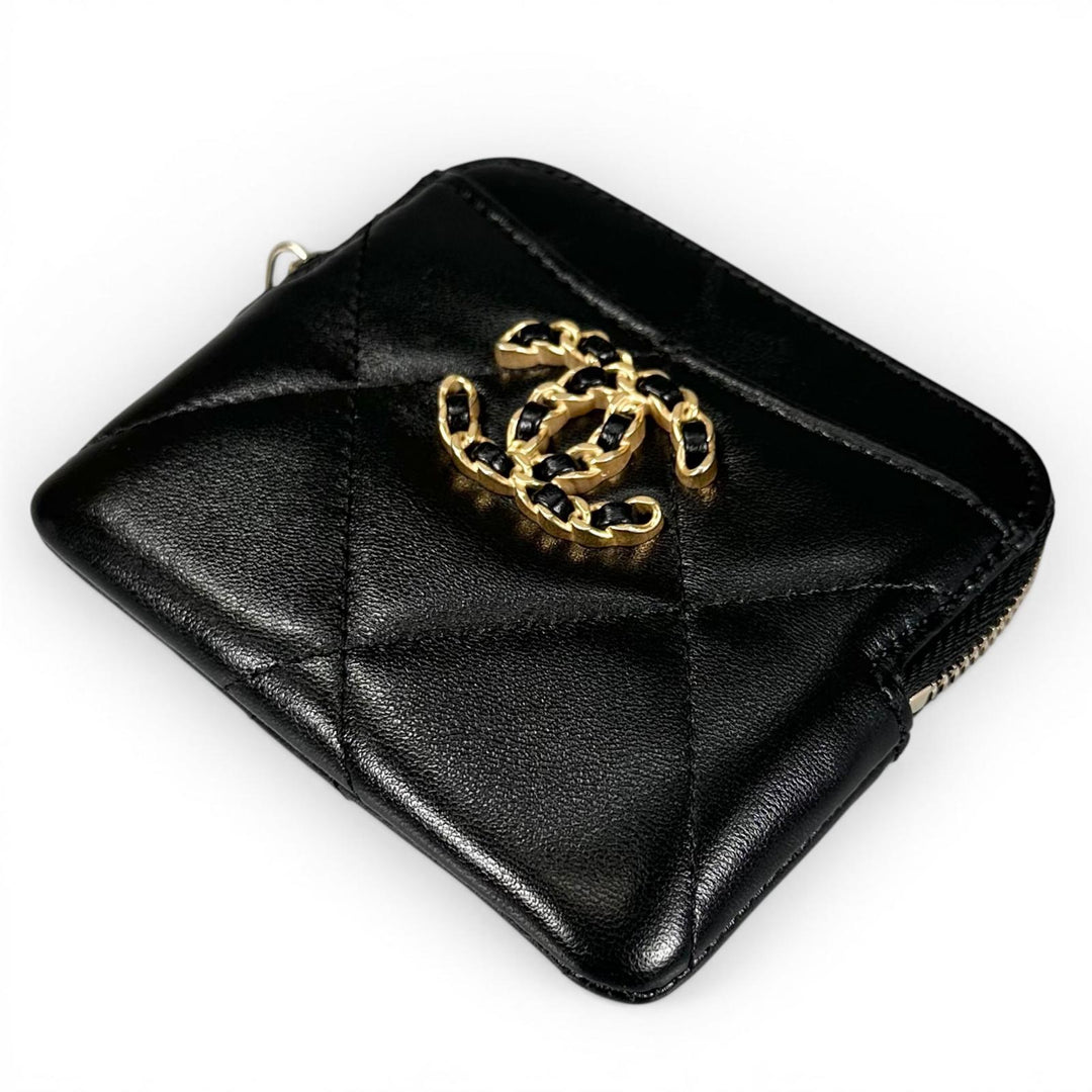Excellent CHANEL Coin case Coin Purse Mini Wallet Random Number COCO Mark black