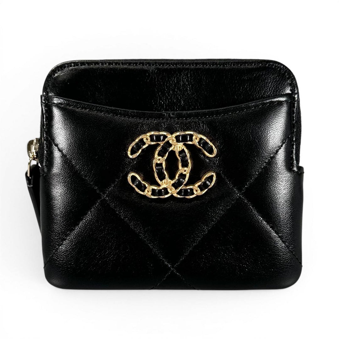 Excellent CHANEL Coin case Coin Purse Mini Wallet Random Number COCO Mark black