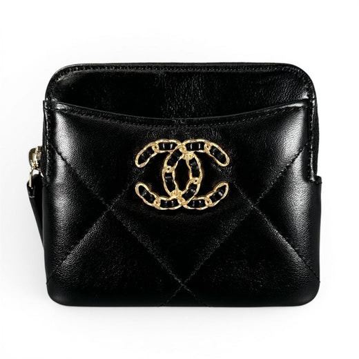 Excellent CHANEL Coin case Coin Purse Mini Wallet Random Number COCO Mark black