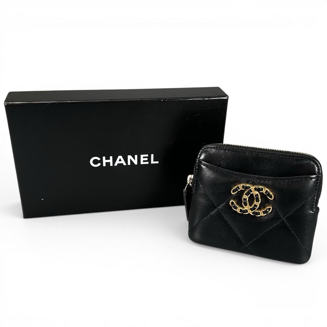 Excellent CHANEL Coin case Coin Purse Mini Wallet Random Number COCO Mark black