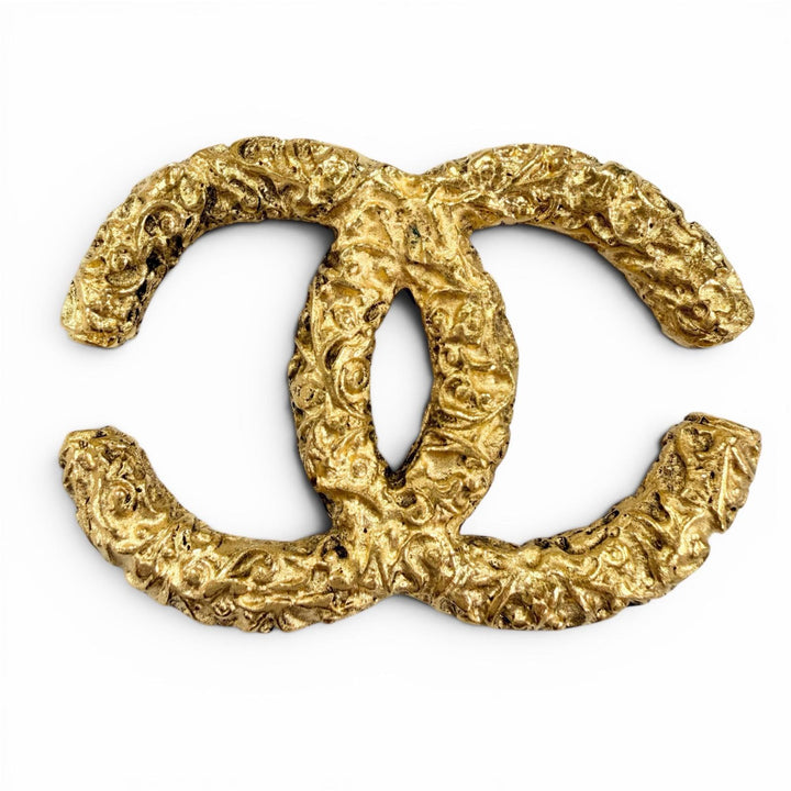 Excellent CHANEL Brooch COCO Mark Lava gold Women 93A