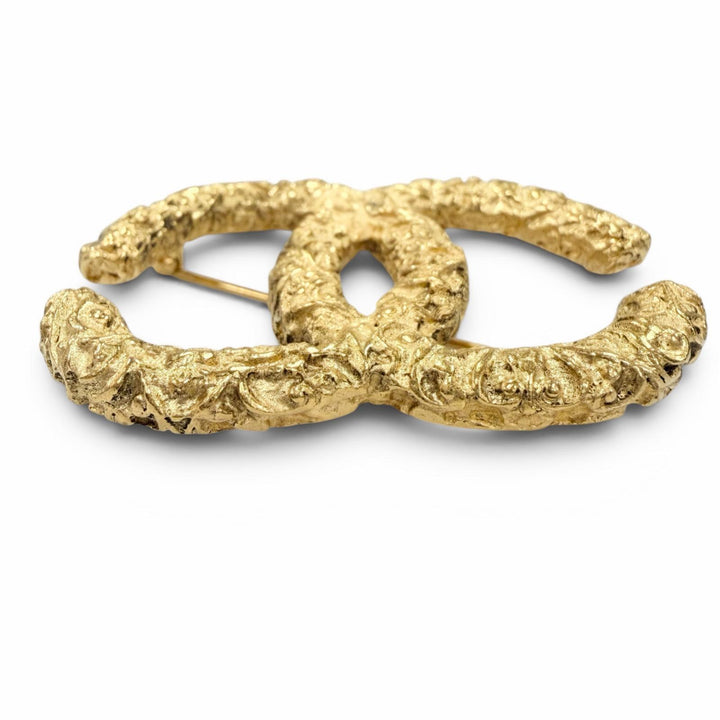 Excellent CHANEL Brooch COCO Mark Lava gold Women 93A