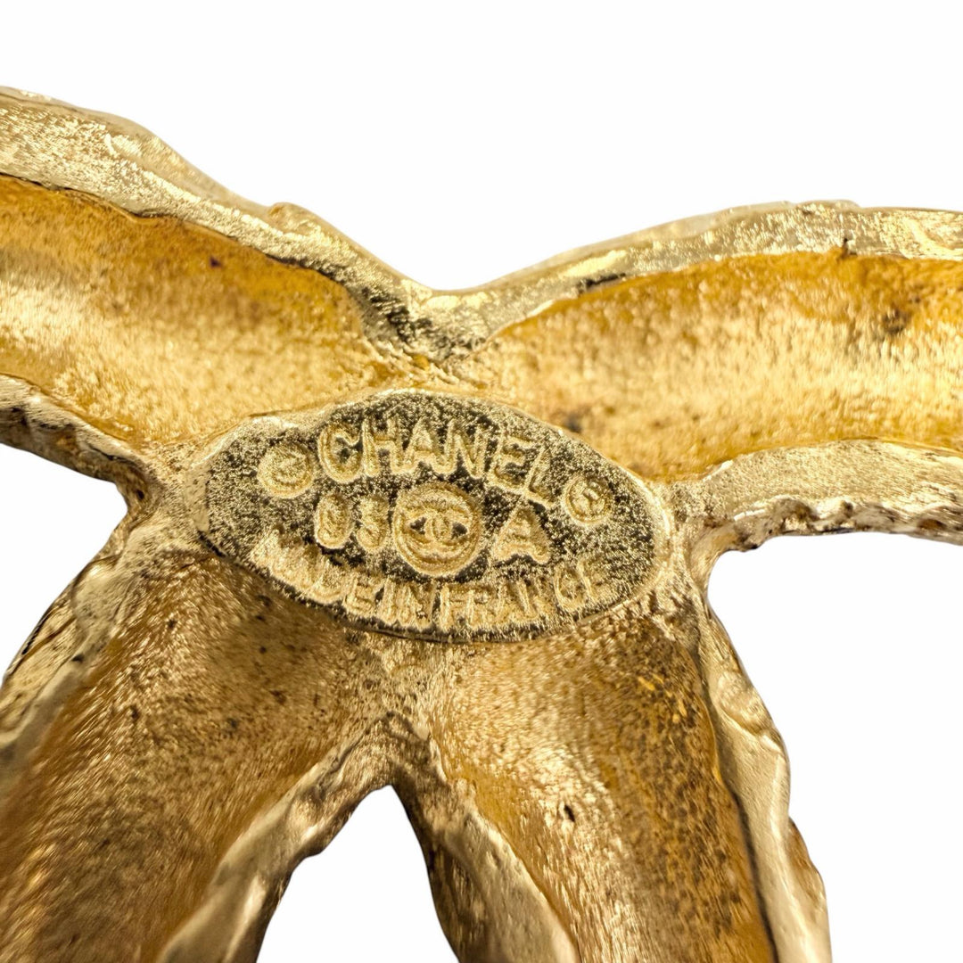 Excellent CHANEL Brooch COCO Mark Lava gold Women 93A