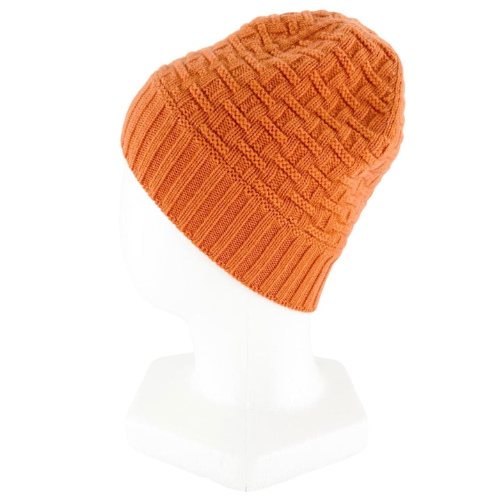 Excellent HERMES Knit cap H Logo Knit Beanie Orange cashmere Women M