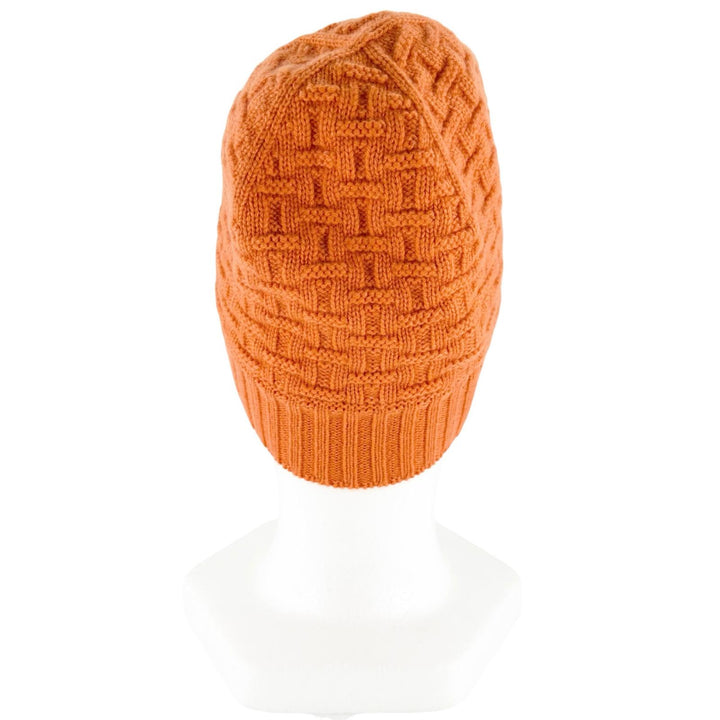 Excellent HERMES Knit cap H Logo Knit Beanie Orange cashmere Women M
