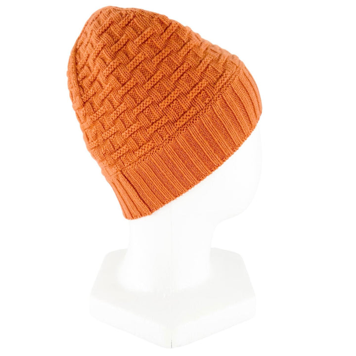 Excellent HERMES Knit cap H Logo Knit Beanie Orange cashmere Women M