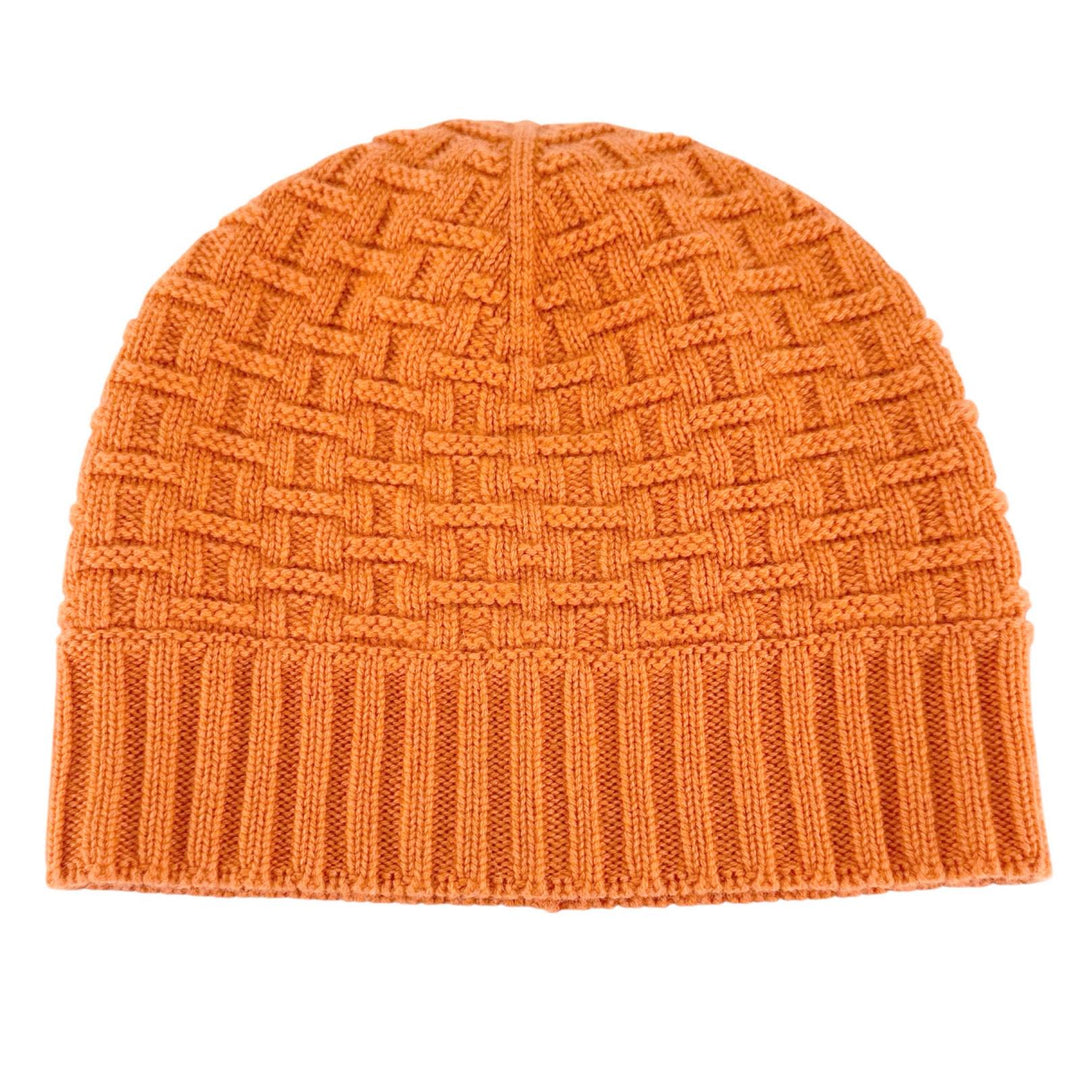 Excellent HERMES Knit cap H Logo Knit Beanie Orange cashmere Women M
