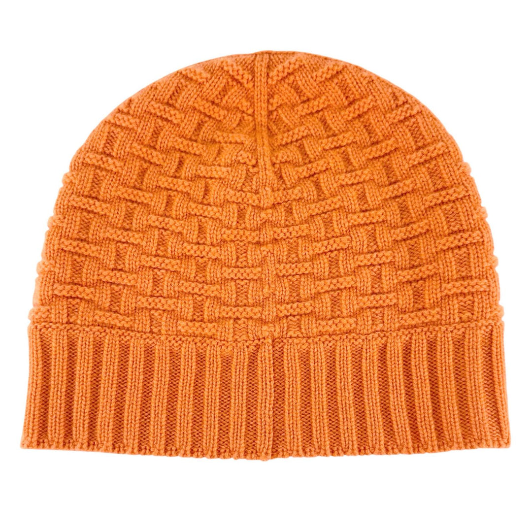 Excellent HERMES Knit cap H Logo Knit Beanie Orange cashmere Women M