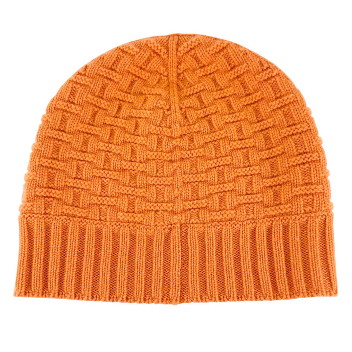 Excellent HERMES Knit cap H Logo Knit Beanie Orange cashmere Women M