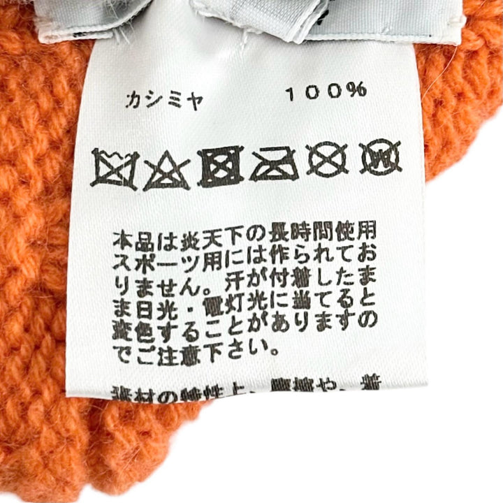 Excellent HERMES Knit cap H Logo Knit Beanie Orange cashmere Women M