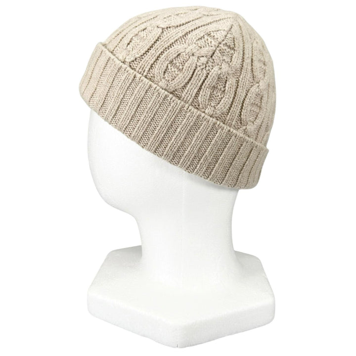 Excellent HERMES Knit cap Chaine d'Ancre knit cable beige cashmere Women M