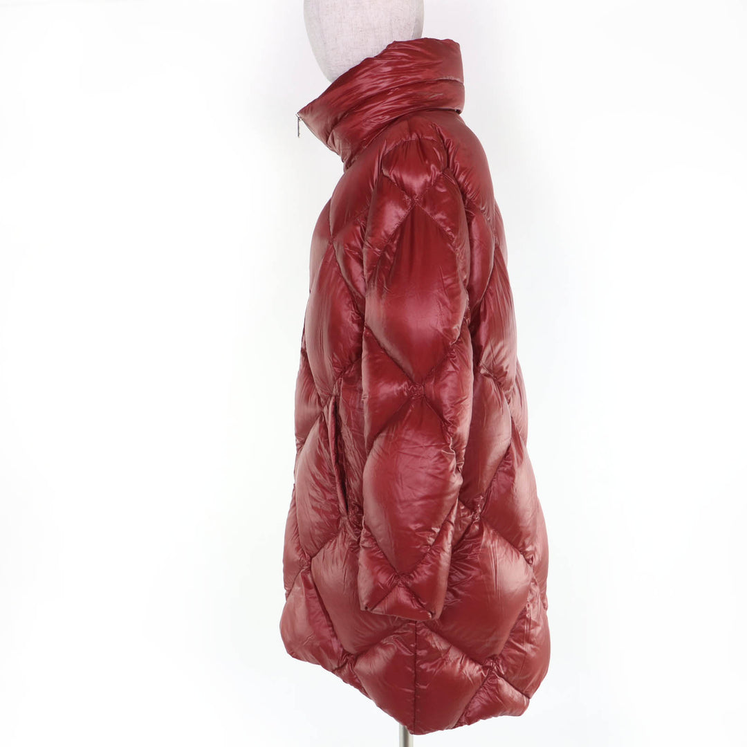 Great Herno down coat Logo Metal Stand Collar Zip Up wine-red Women 48 PI1310D
