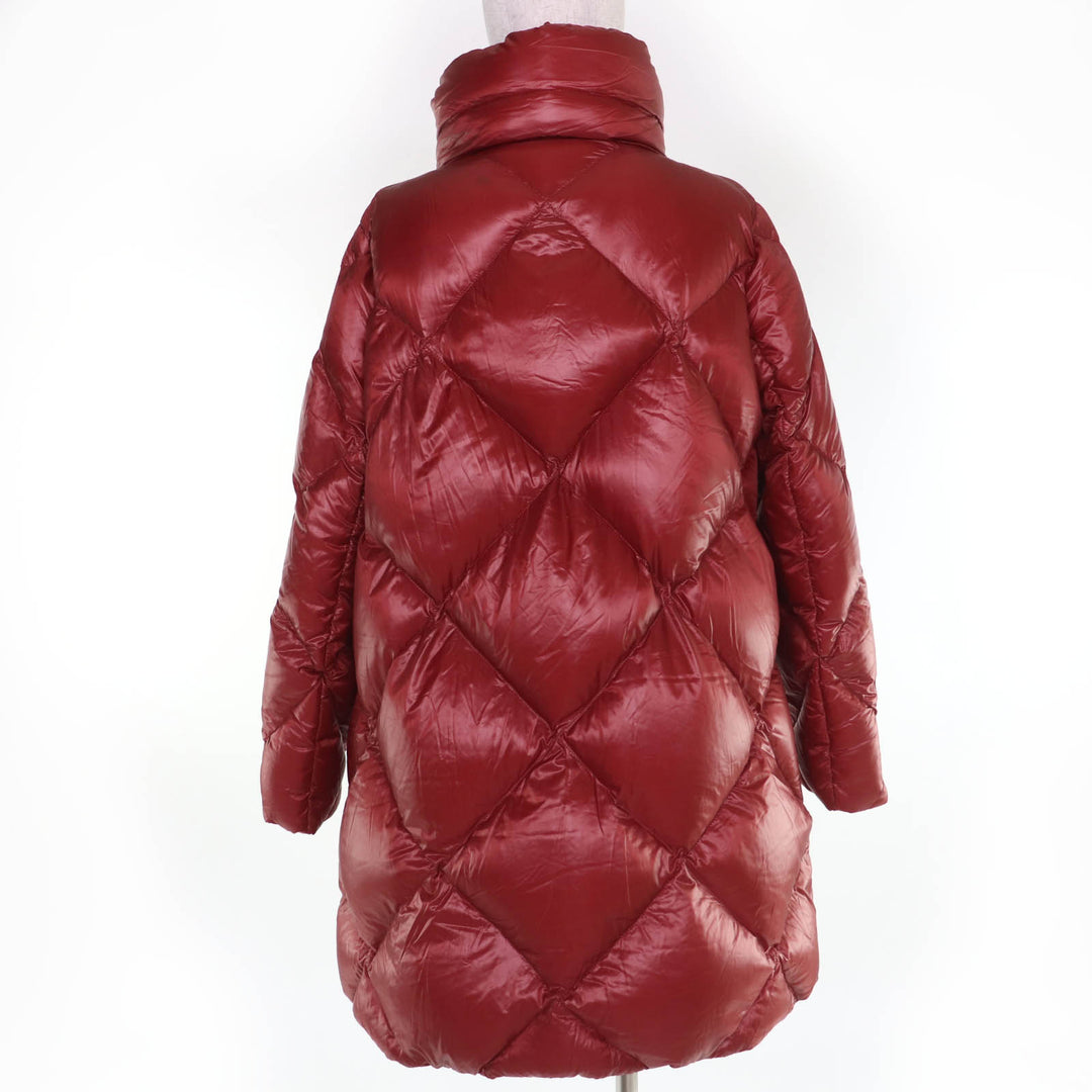 Great Herno down coat Logo Metal Stand Collar Zip Up wine-red Women 48 PI1310D