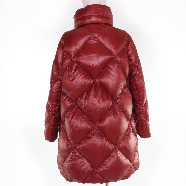 Great Herno down coat Logo Metal Stand Collar Zip Up wine-red Women 48 PI1310D
