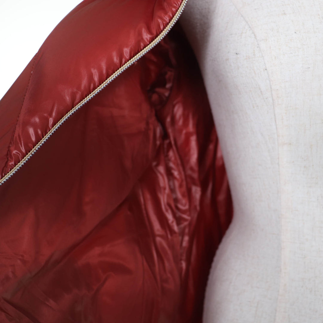 Great Herno down coat Logo Metal Stand Collar Zip Up wine-red Women 48 PI1310D