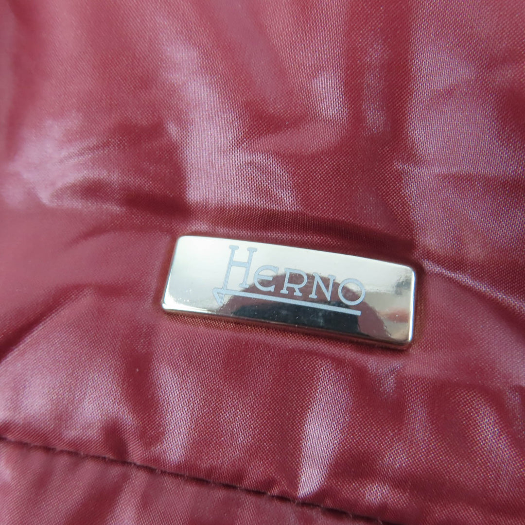 Great Herno down coat Logo Metal Stand Collar Zip Up wine-red Women 48 PI1310D