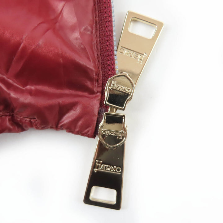 Great Herno down coat Logo Metal Stand Collar Zip Up wine-red Women 48 PI1310D