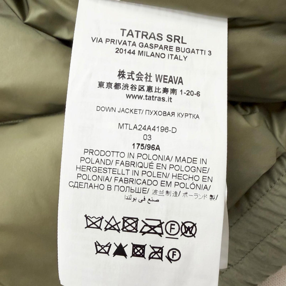Pristine TATRAS Down jacket TOHLIMO Hooded khaki Nylon mens MTLA24A4196-D