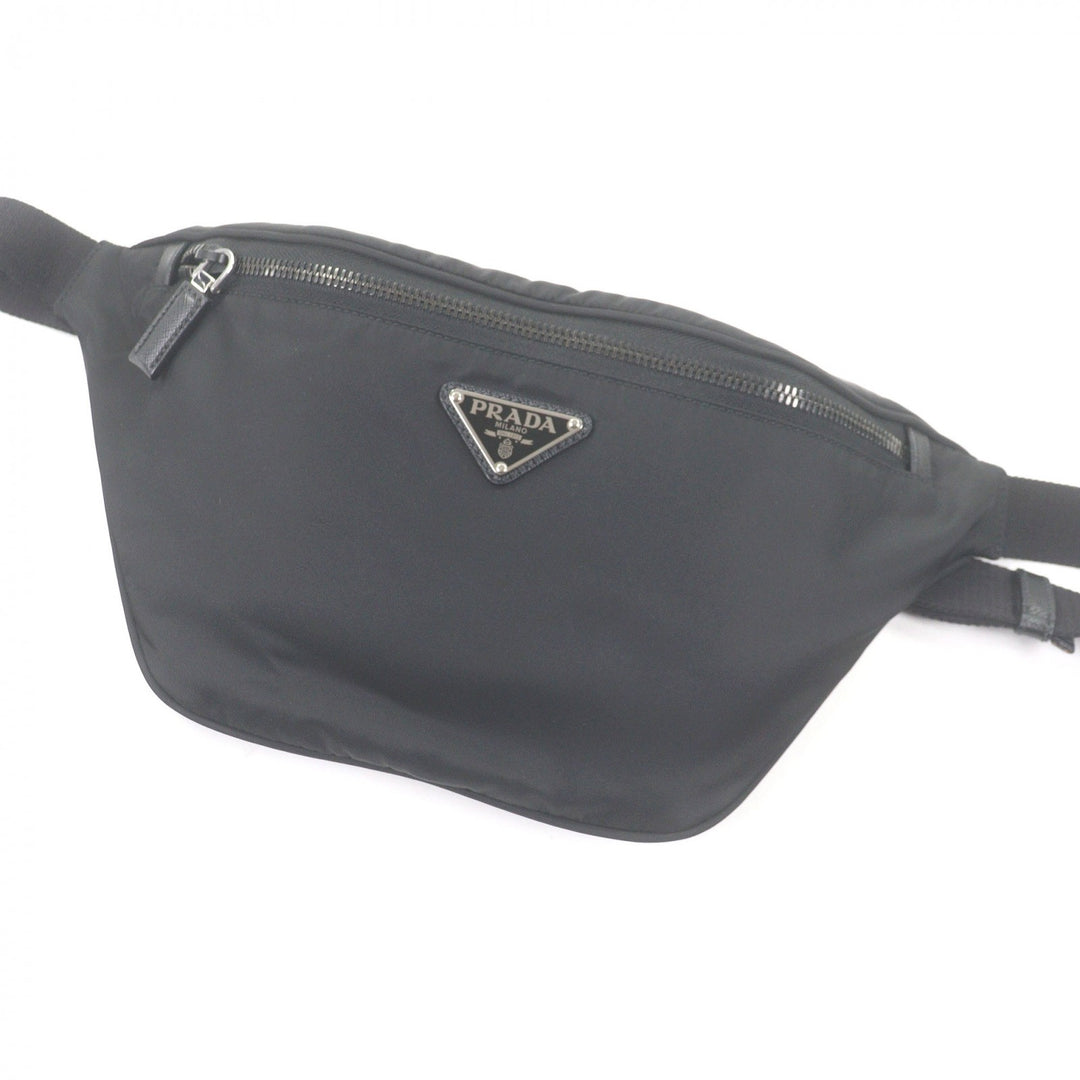 Great PRADA Sling bag Triangle logo Re-Nylon black Safiano leather mens 2VL033