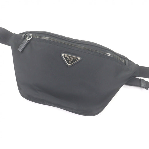 Great PRADA Sling bag Triangle logo Re-Nylon black Safiano leather mens 2VL033
