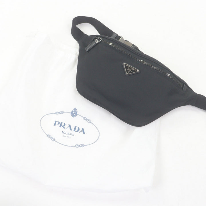 Great PRADA Sling bag Triangle logo Re-Nylon black Safiano leather mens 2VL033