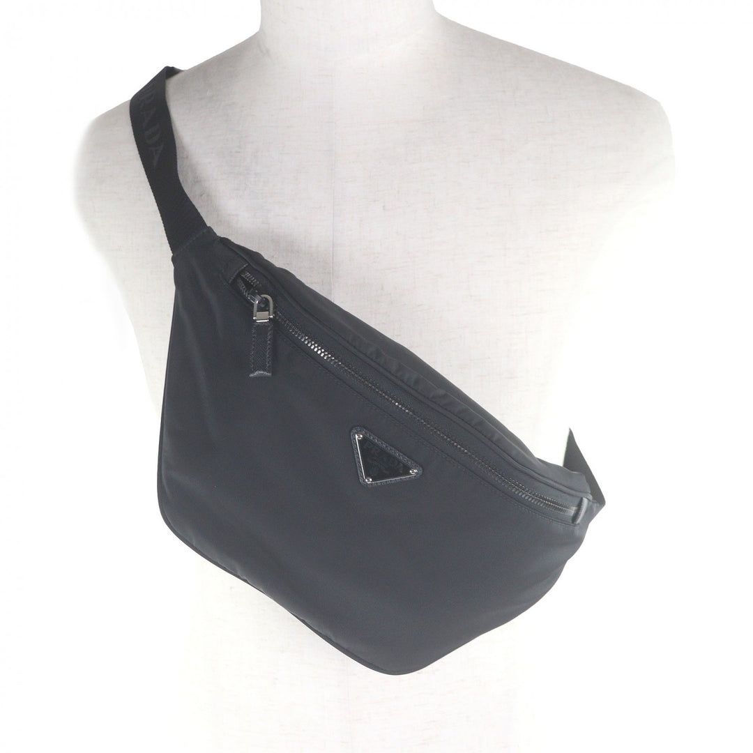 Great PRADA Sling bag Triangle logo Re-Nylon black Safiano leather mens 2VL033