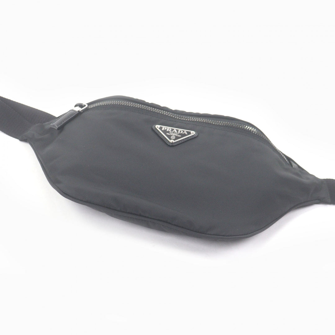 Great PRADA Sling bag Triangle logo Re-Nylon black Safiano leather mens 2VL033
