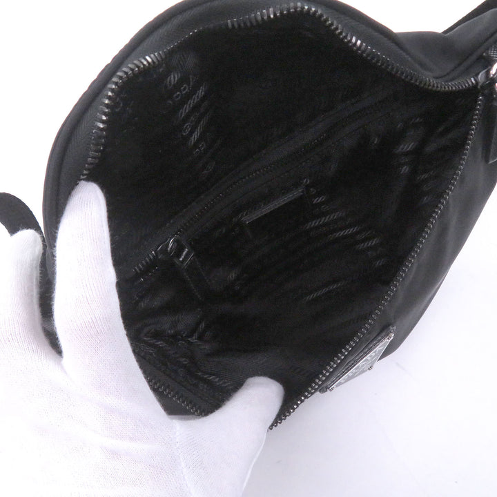 Great PRADA Sling bag Triangle logo Re-Nylon black Safiano leather mens 2VL033