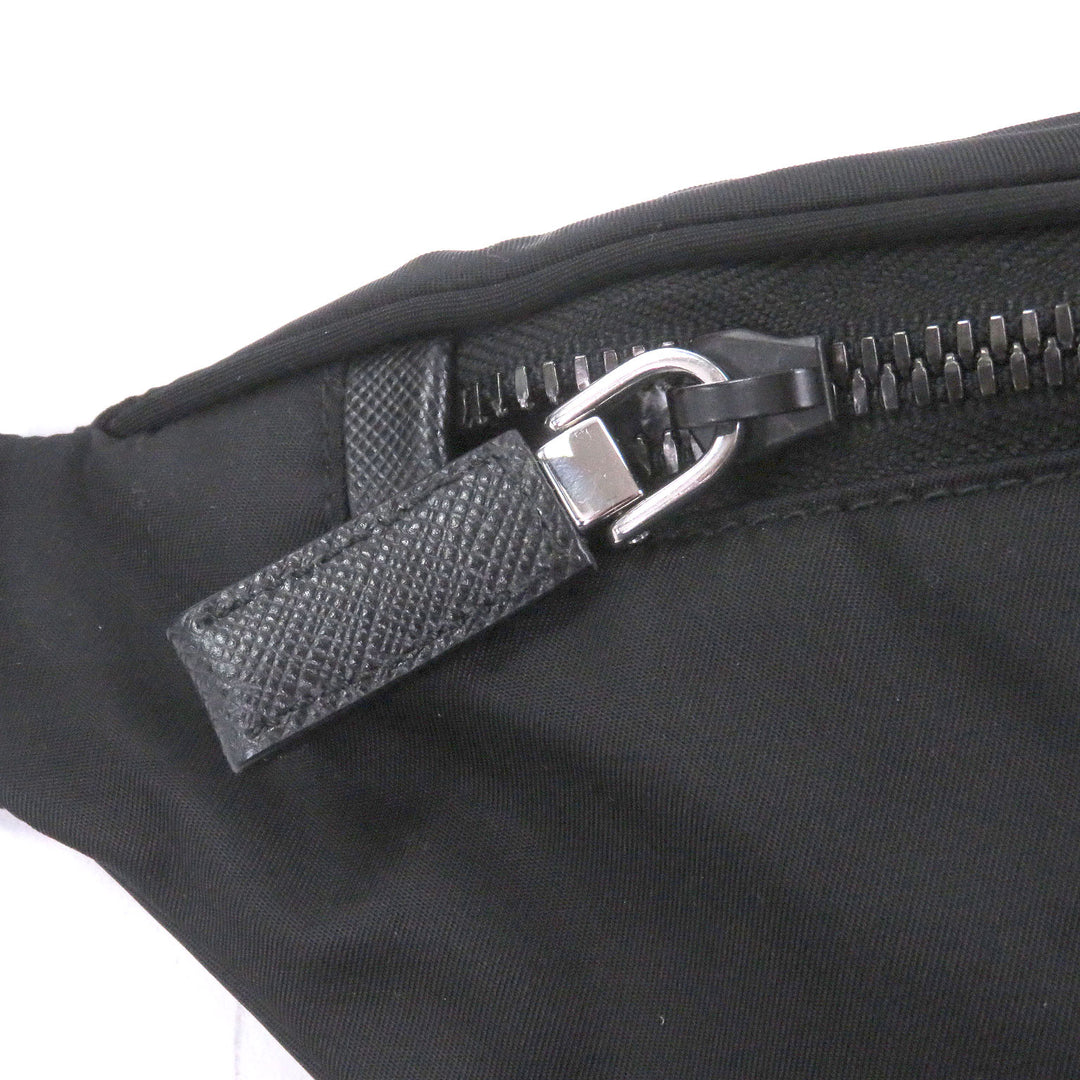 Great PRADA Sling bag Triangle logo Re-Nylon black Safiano leather mens 2VL033