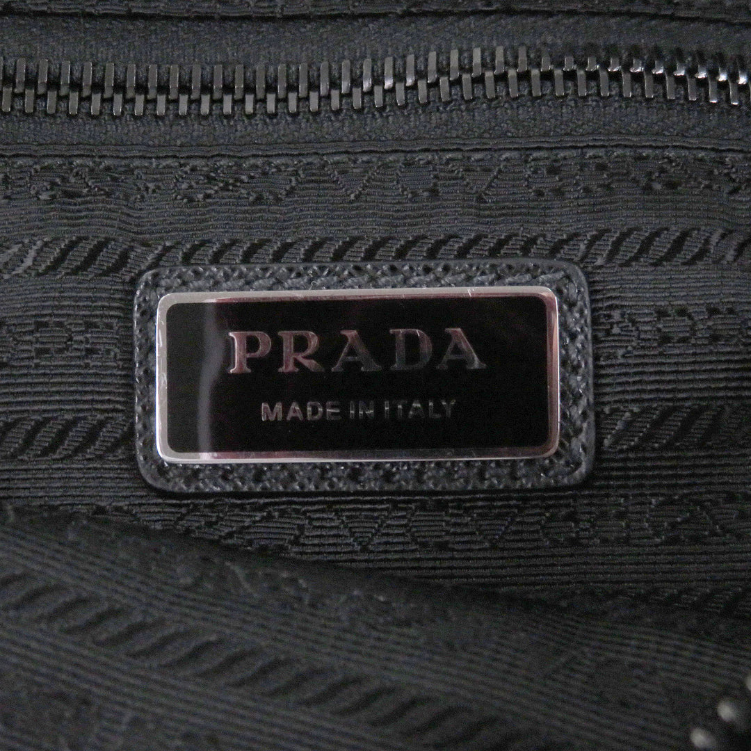 Great PRADA Sling bag Triangle logo Re-Nylon black Safiano leather mens 2VL033
