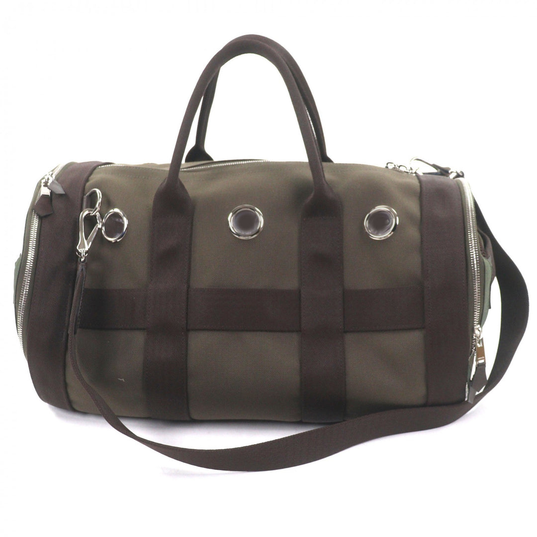 Excellent HERMES Boston bag 2-Way Dog Carrier Pet Carrier khaki mens