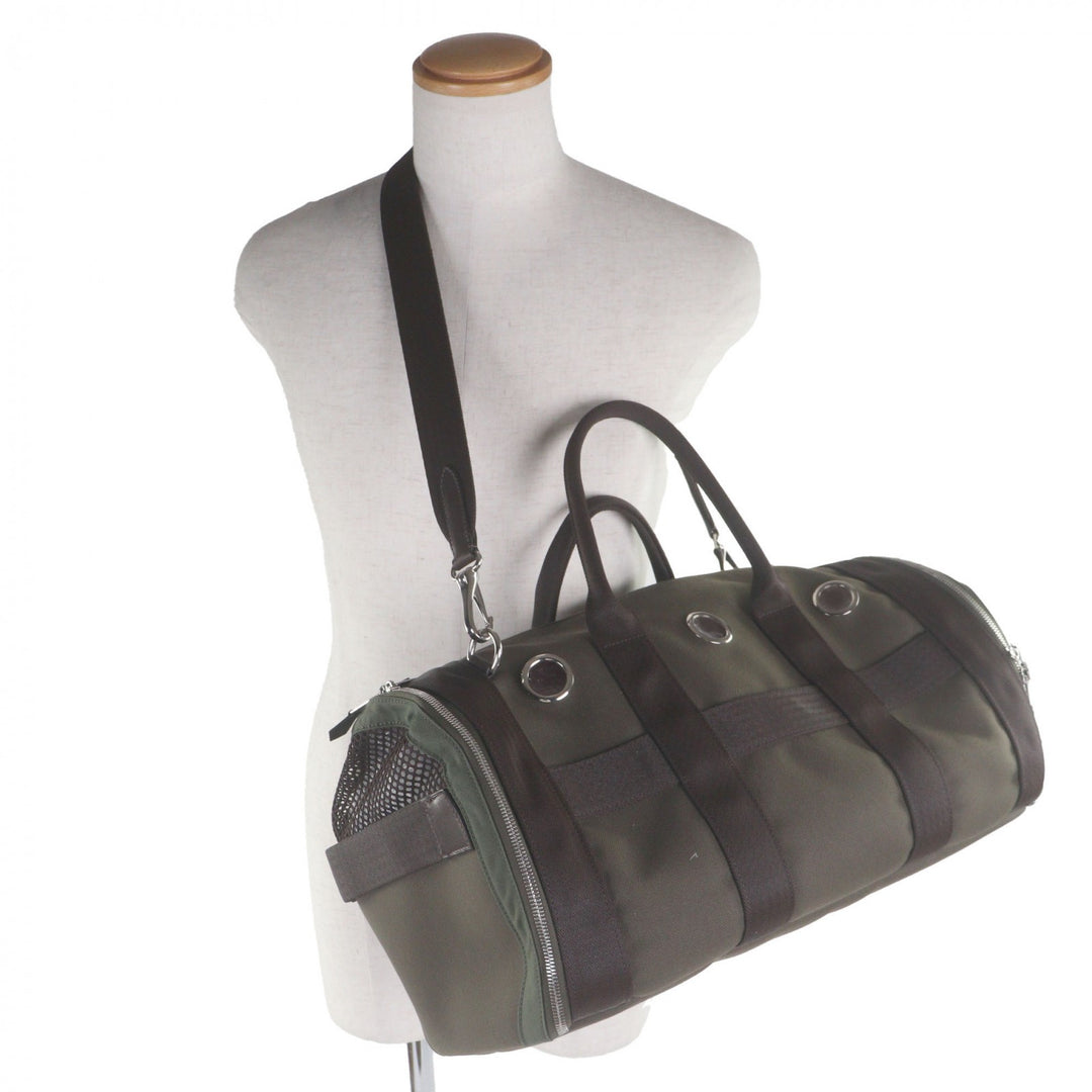 Excellent HERMES Boston bag 2-Way Dog Carrier Pet Carrier khaki mens