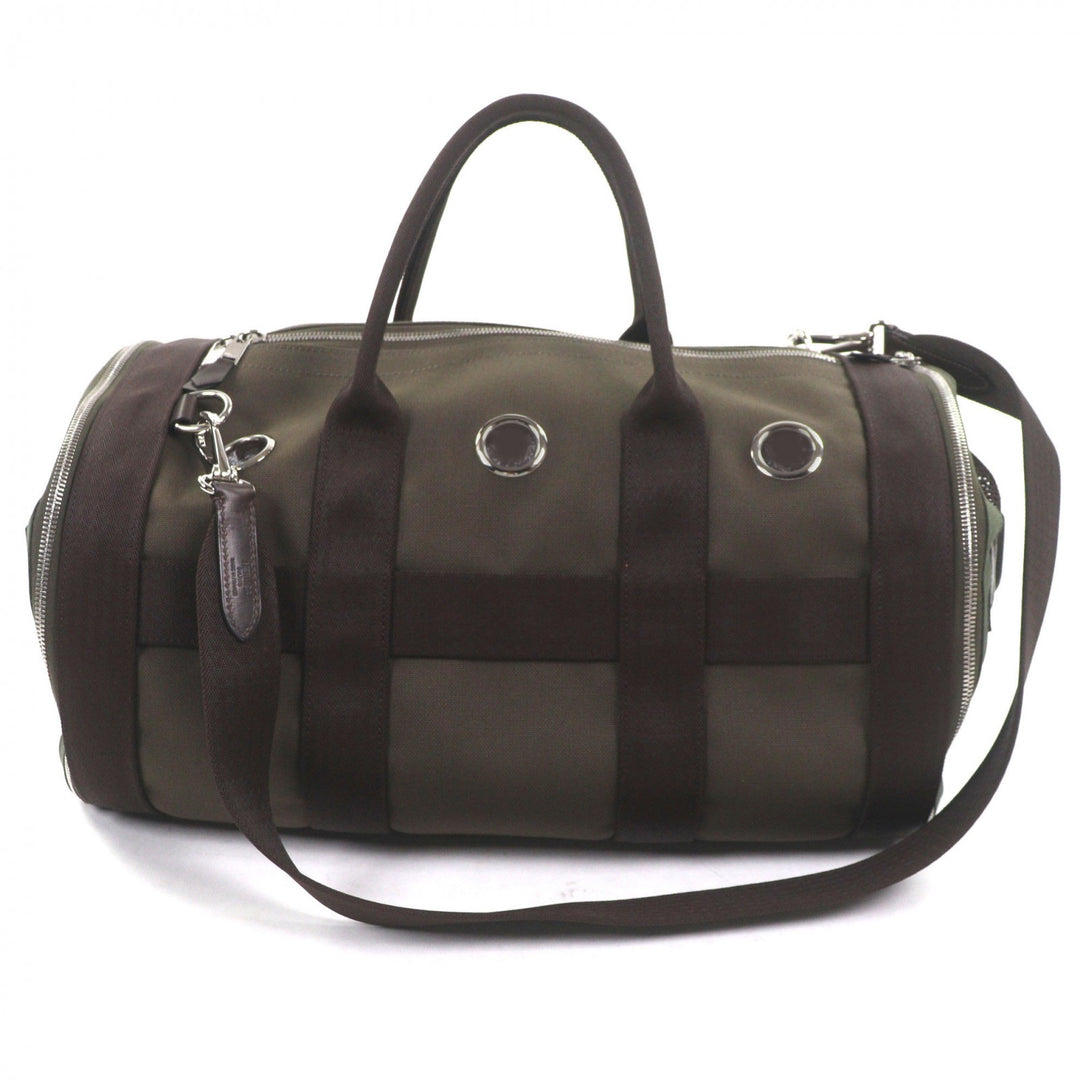 Excellent HERMES Boston bag 2-Way Dog Carrier Pet Carrier khaki mens