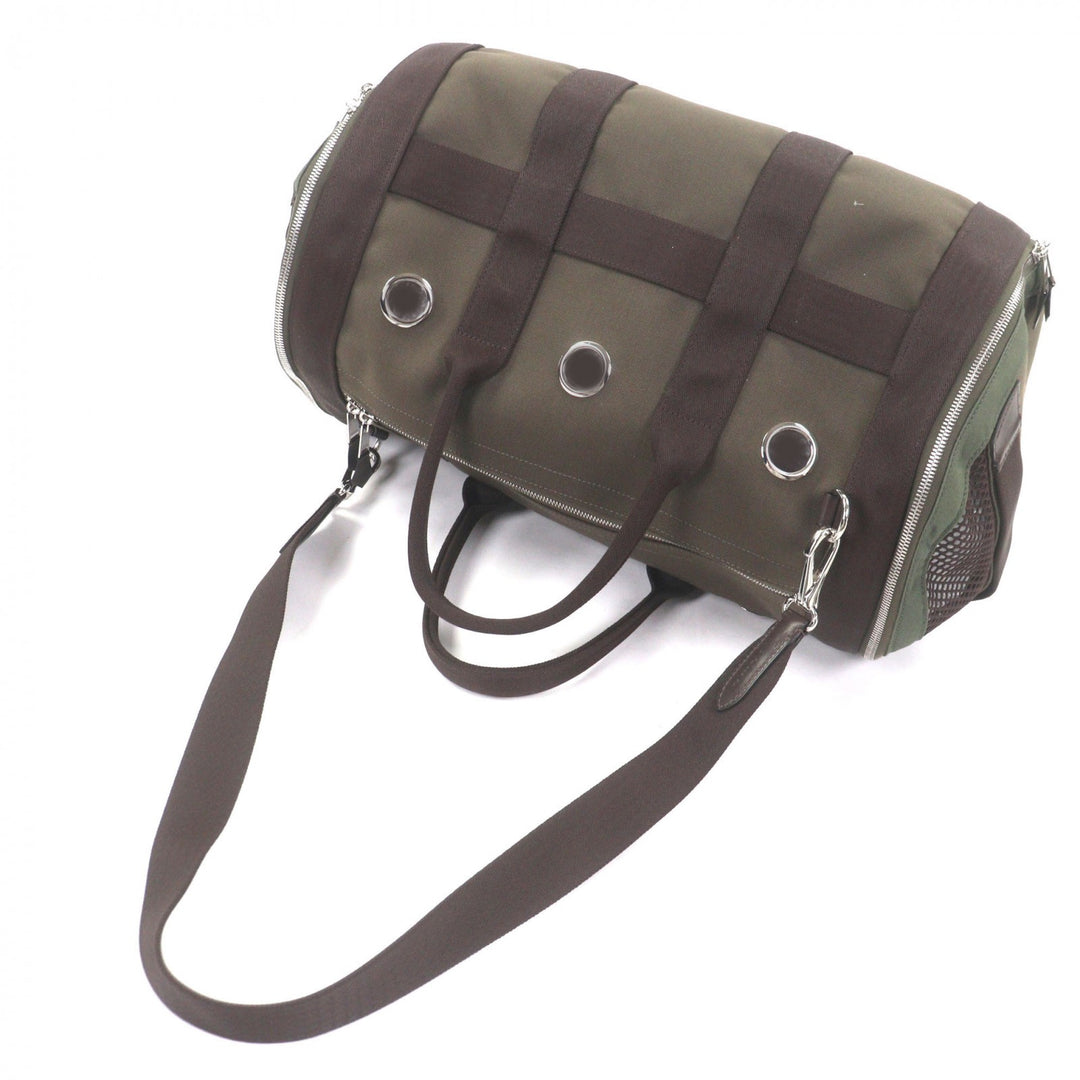 Excellent HERMES Boston bag 2-Way Dog Carrier Pet Carrier khaki mens